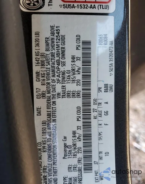 2017 Ford Fiesta Se from USA, damaged, VIN 3FADP4BJ8HM125451
